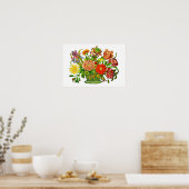 Summer Flowers in een mandje,  kunst Poster (Keuken)