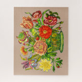Summer Flowers in the Basket, Beige Background Legpuzzel (Verticaal)
