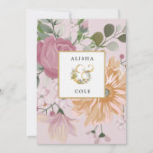 Summer Flowers on Pink Wedding Invitation Kaart (Voorkant)