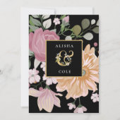 Summer Flowers op Black Wedding Kaart (Voorkant)