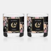 Summer Flowers op Black Wedding Whisky Glas (Voorkant)