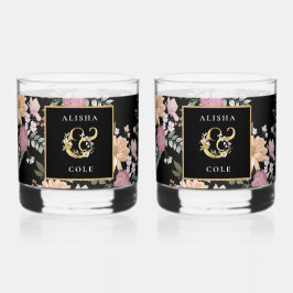 Summer Flowers op Black Wedding Whisky Glas