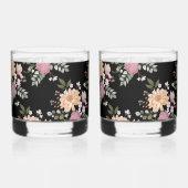Summer Flowers op Black Wedding Whisky Glas (Achterkant)