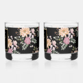 Summer Flowers op Black Wedding Whisky Glas (Links)