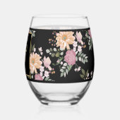 Summer Flowers op Black Wedding Wijnglas Zonder Voet (Links)