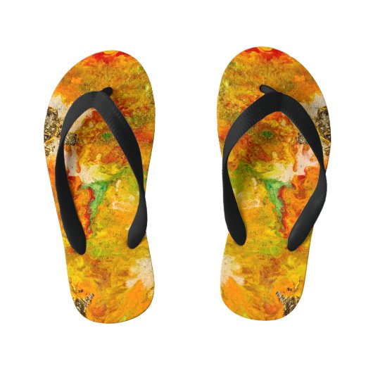 Summer Flowers Oranje Gold Yellow Kinder Teenslippers (Voetbed)
