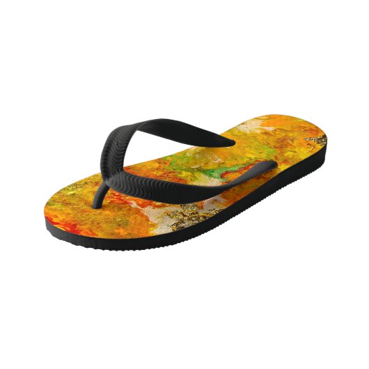 Summer Flowers Oranje Gold Yellow Kinder Teenslippers (Schuin)