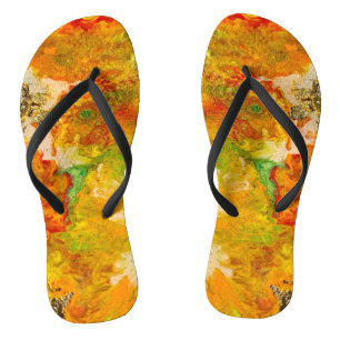 Summer Flowers Oranje Gold Yellow Teenslippers