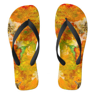 Summer Flowers Oranje Gold Yellow Teenslippers