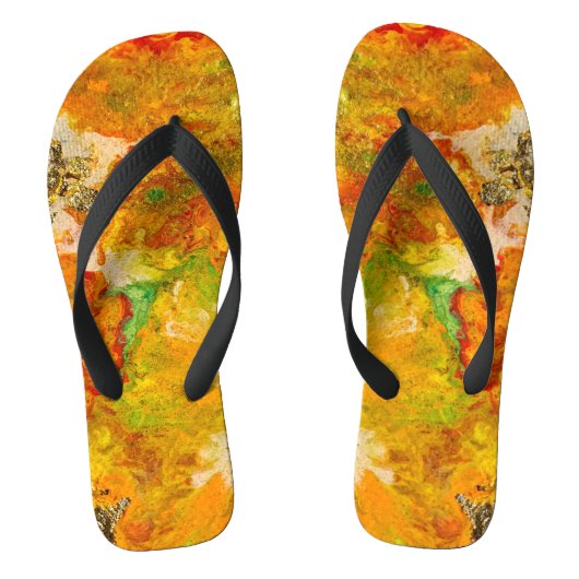 Summer Flowers Oranje Gold Yellow Teenslippers (Voetbed)