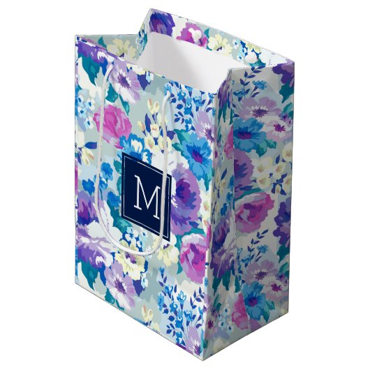 Summer Flowers Pattern Pastel Colors Medium Cadeauzakje (Voorkant Gekanteld)