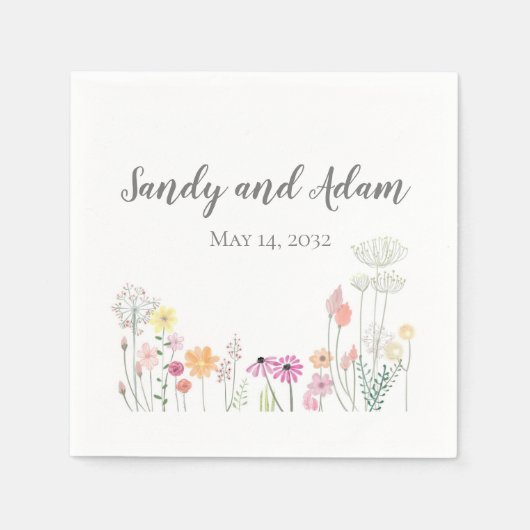 Summer Flowers Personalized Wedding Napkins Servet (Voorkant)