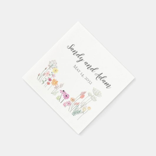 Summer Flowers Personalized Wedding Napkins Servet (Hoek)