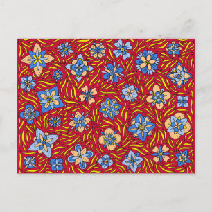 Summer Flowers Red Briefkaart