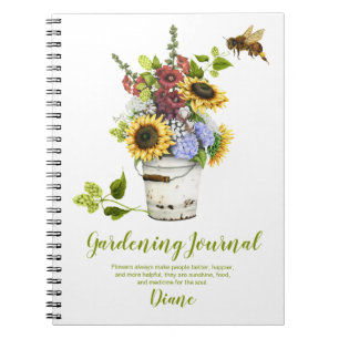 Summer Flowers Rustic Bucket Gardening Journal Notitieboek