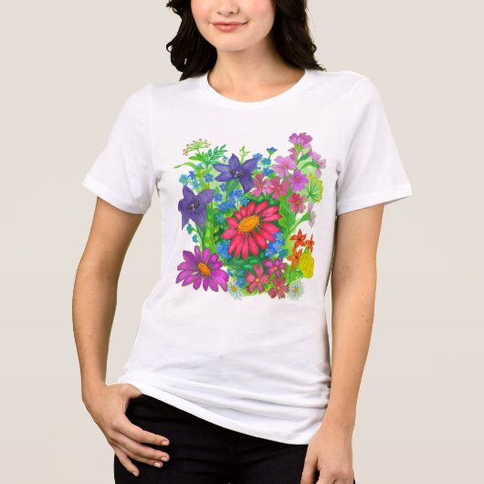 Summer flowers Tri-Blend shirt (Voorkant)