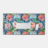 Summer Flowers Tropical Floral Pattern Girly Bureaumat (Keyboard & Muis)