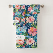 Summer Flowers Tropical Floral Pattern Leaves Bad Handdoek (Insitu)