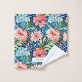 Summer Flowers Tropical Floral Pattern Leaves Bad Handdoek (Wasdoekje)