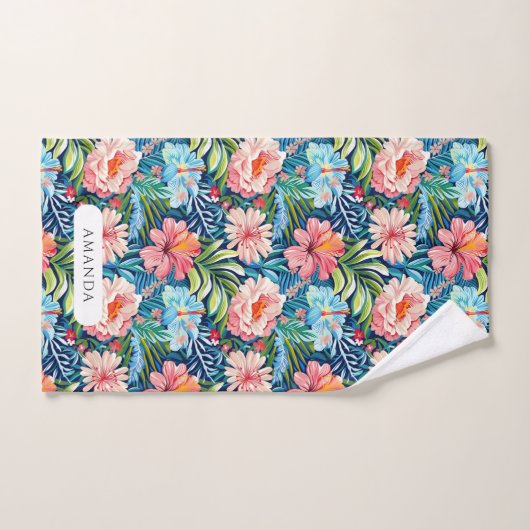Summer Flowers Tropical Floral Pattern Leaves Bad Handdoek (Handdoek)