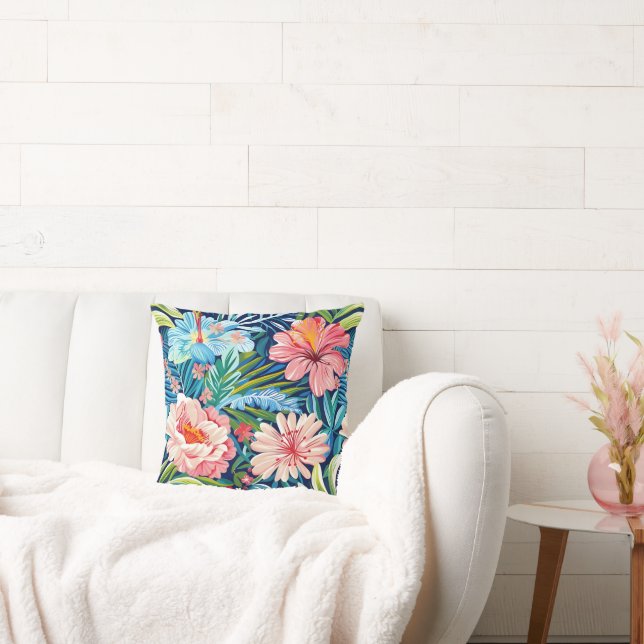 Summer Flowers Tropical Pretty Floral Pattern Kussen (Bank)