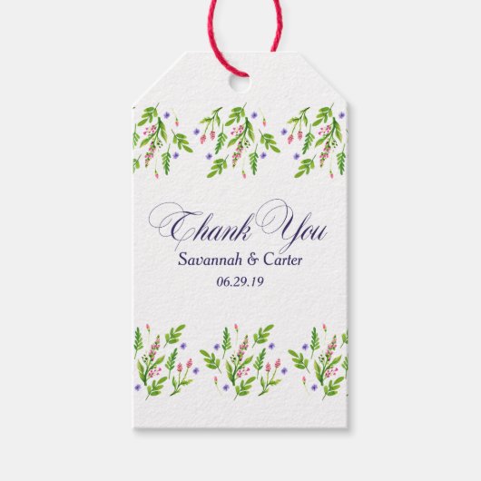 Summer Flowers Trouwgunst "Dank je" Cadeau Labels Cadeaulabel (Voorkant)