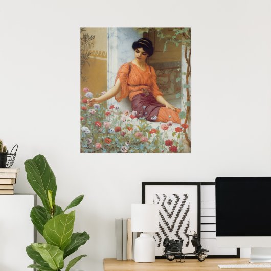 Summer Flowers van John William Godward Poster (Thuiskantoor)