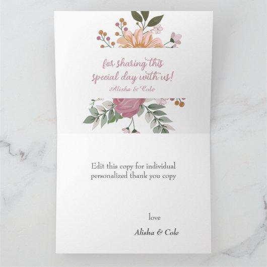 Summer Flowers Weddenschap Dank je Kaart (Binnen)