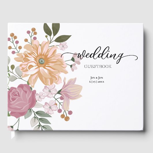 Summer Flowers Wedding Guest Book Gastenboek (Voorkant)