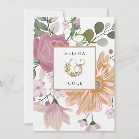 Summer Flowers Wedding Kaart (Voorkant)