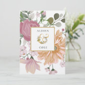 Summer Flowers Wedding Kaart (Staand voorkant)