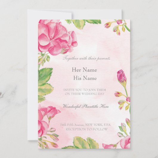 Summer Flowers Wedding Kaart (Voorkant)