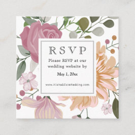 Summer Flowers Wedding Website RSVP Vierkante Visitekaartje