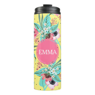 Summer Flowers Yellow Personalized Thermal Tumbler Thermosbeker