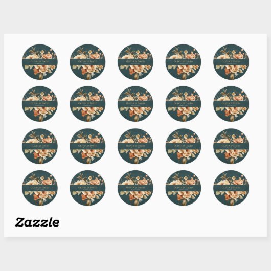 Summer Forest Witch Teal Round Wedding Sticker (Vel)