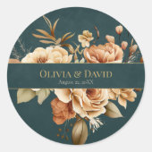 Summer Forest Witch Teal Round Wedding Sticker (Voorkant)