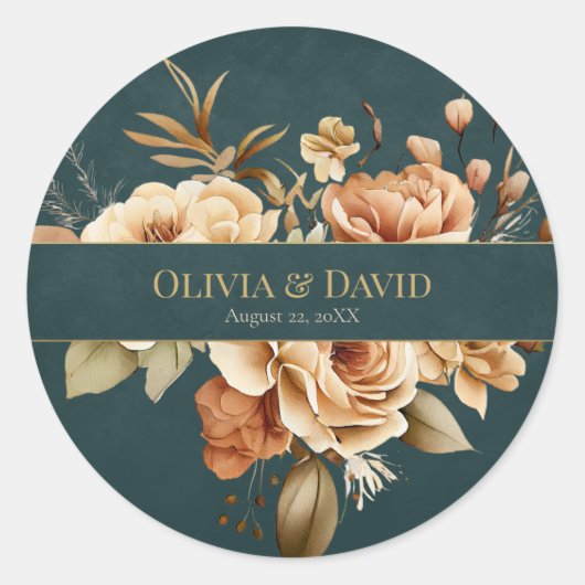 Summer Forest Witch Teal Round Wedding Sticker (Voorkant)