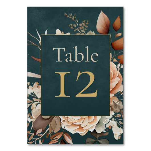Summer Forest Witch Teal Table Number Kaart (Voorkant)