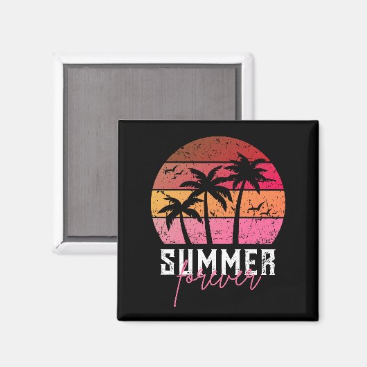 Summer Forever Retro Sunset Magnet (Voorkant / Achterkant)