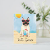 Summer French Bulldog Briefkaart (Staand voorkant)