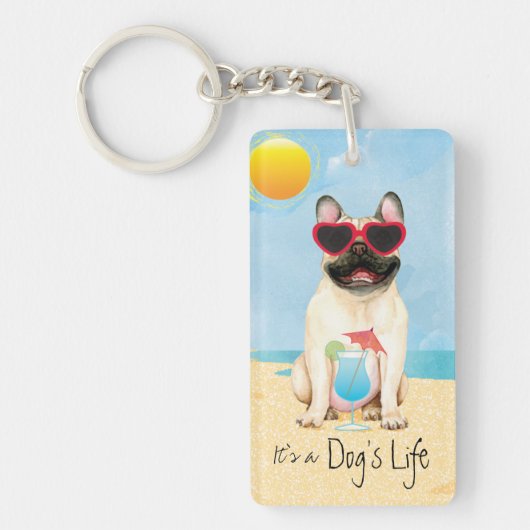Summer French Bulldog Sleutelhanger (Voorkant)