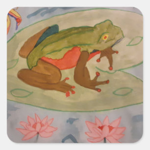 Summer Frog Pond Vierkante Sticker