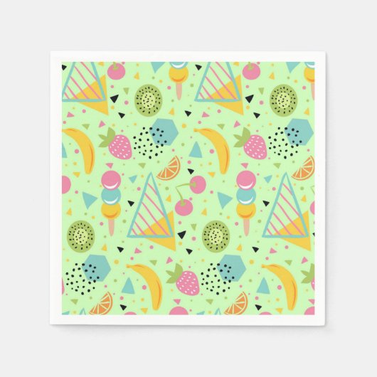 Summer Fruit and Geometric Shapes Napkins Servet (Voorkant)