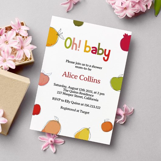 Summer Fruit Baby shower Invitation Kaart