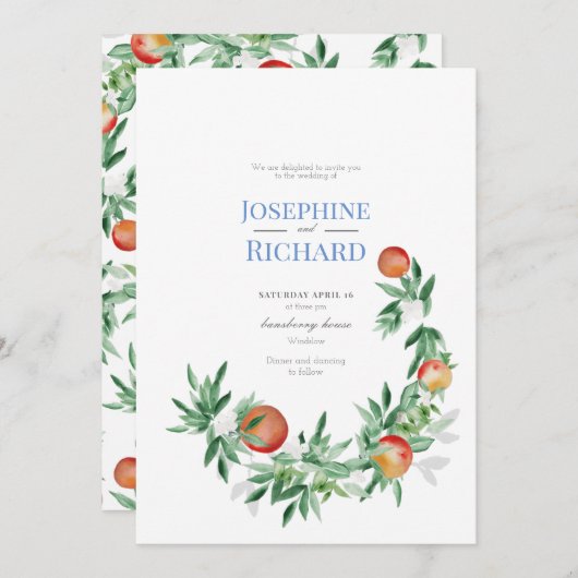 Summer Fruit border, huwelijksuitnodiging Kaart (Voorkant / Achterkant)