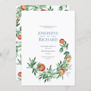 Summer Fruit border, huwelijksuitnodiging Kaart