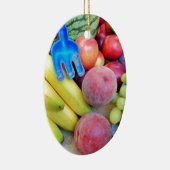 Summer Fruit, Food, Melon, Grappen, Perziken, Bana Keramisch Ornament (Rechts)