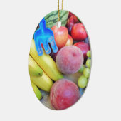Summer Fruit, Food, Melon, Grappen, Perziken, Bana Keramisch Ornament (Links)