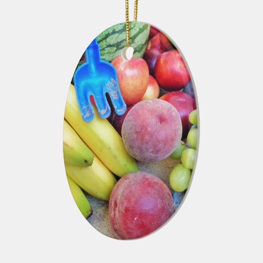 Summer Fruit, Food, Melon, Grappen, Perziken, Bana Keramisch Ornament (Links)