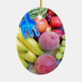 Summer Fruit, Food, Melon, Grappen, Perziken, Bana Keramisch Ornament (Voorkant)